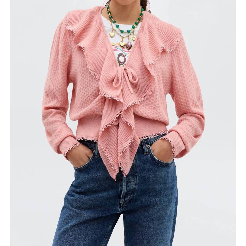 NEW RIXO kianna long sleeve cardigan in blush